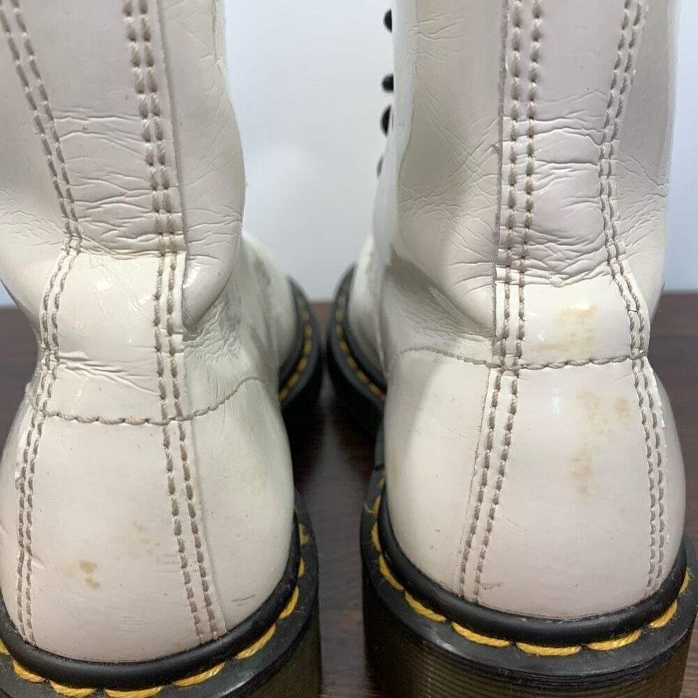 Dr Martens Women's Lace Up Block Heel Ankle Combat Boots White Black Size 6 - Picture 9 of 12